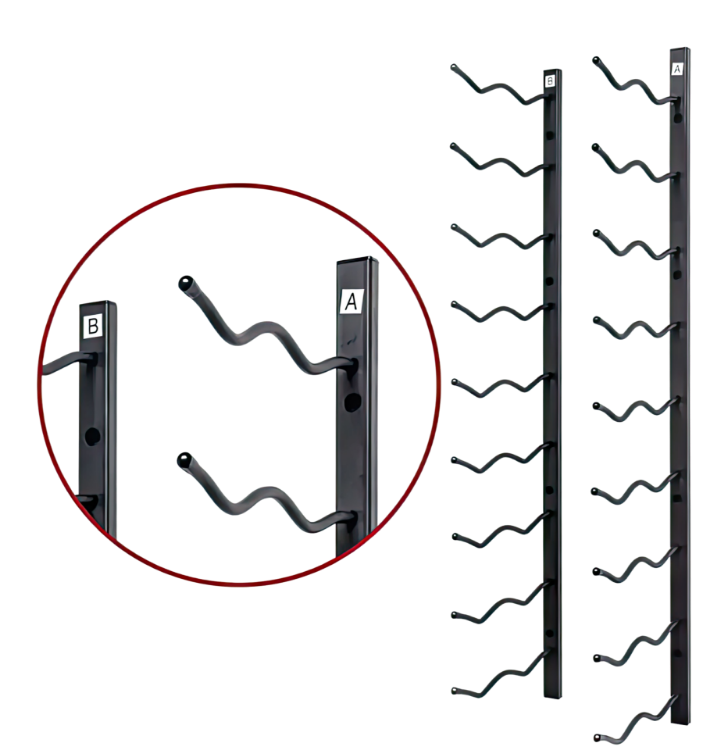 Picture of 18-Bottle Matte Black Metal Wall Mounted Wine Rack